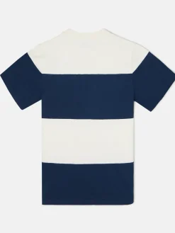 Camiseta raya ancha azul marino crema