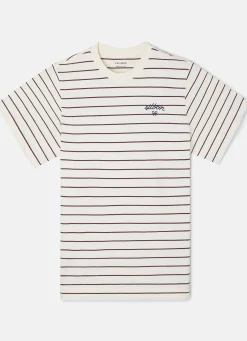 Camiseta raya fina burdeos crema