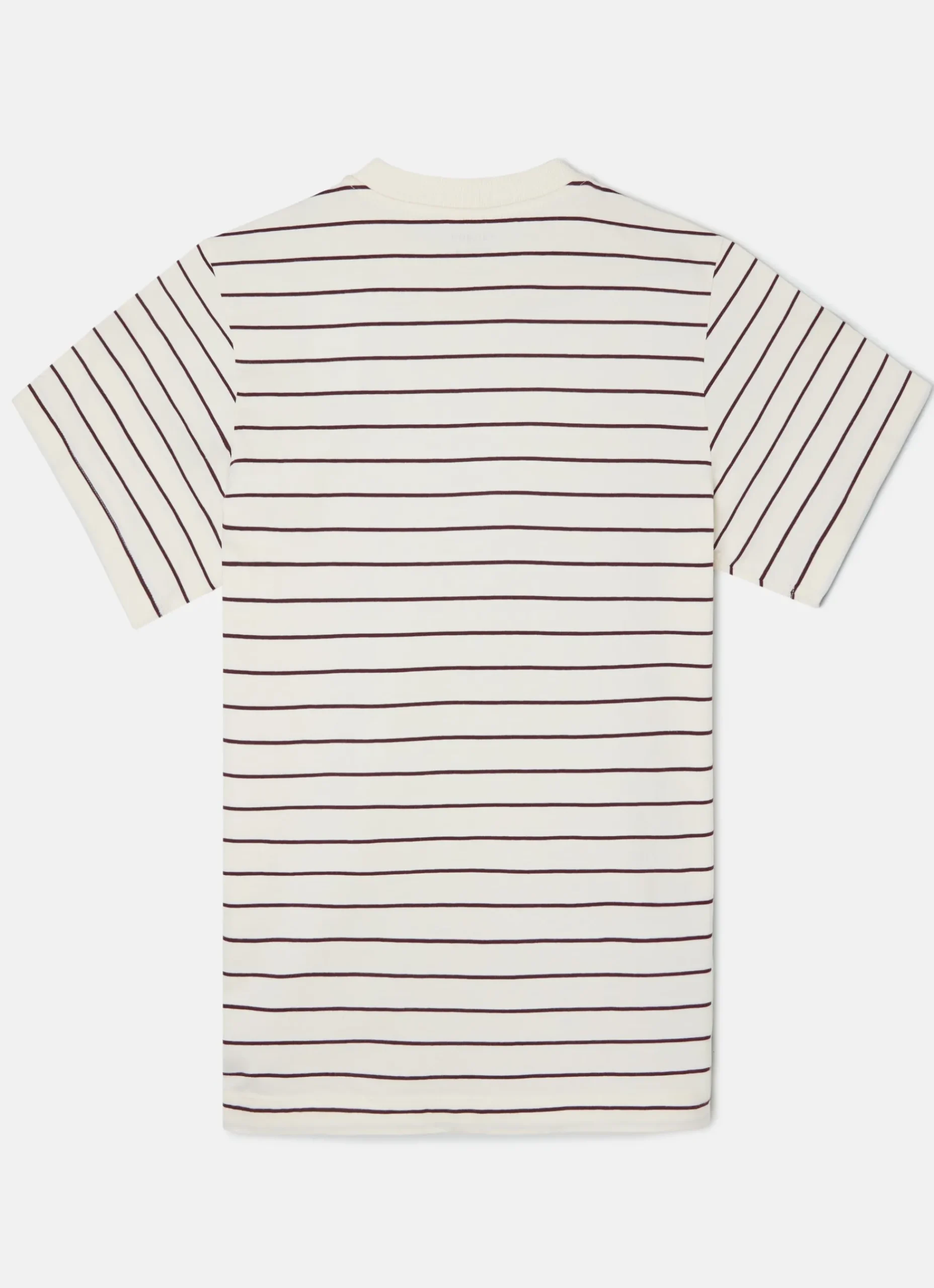 Camiseta raya fina burdeos crema