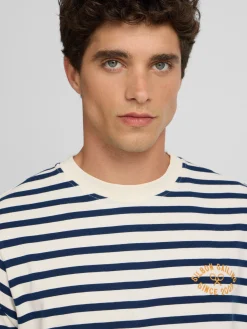 Camiseta raya media azul marino