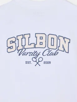 Camiseta relaxed fit sport college blanco