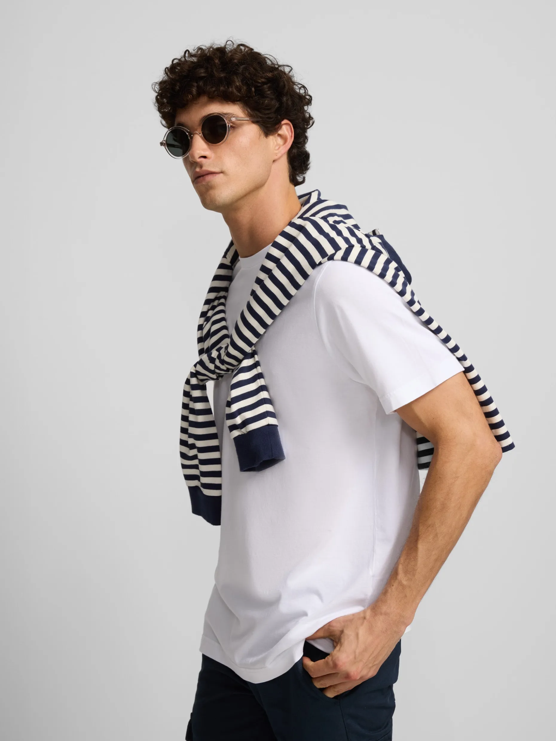 Camiseta silbon minilogo blanco