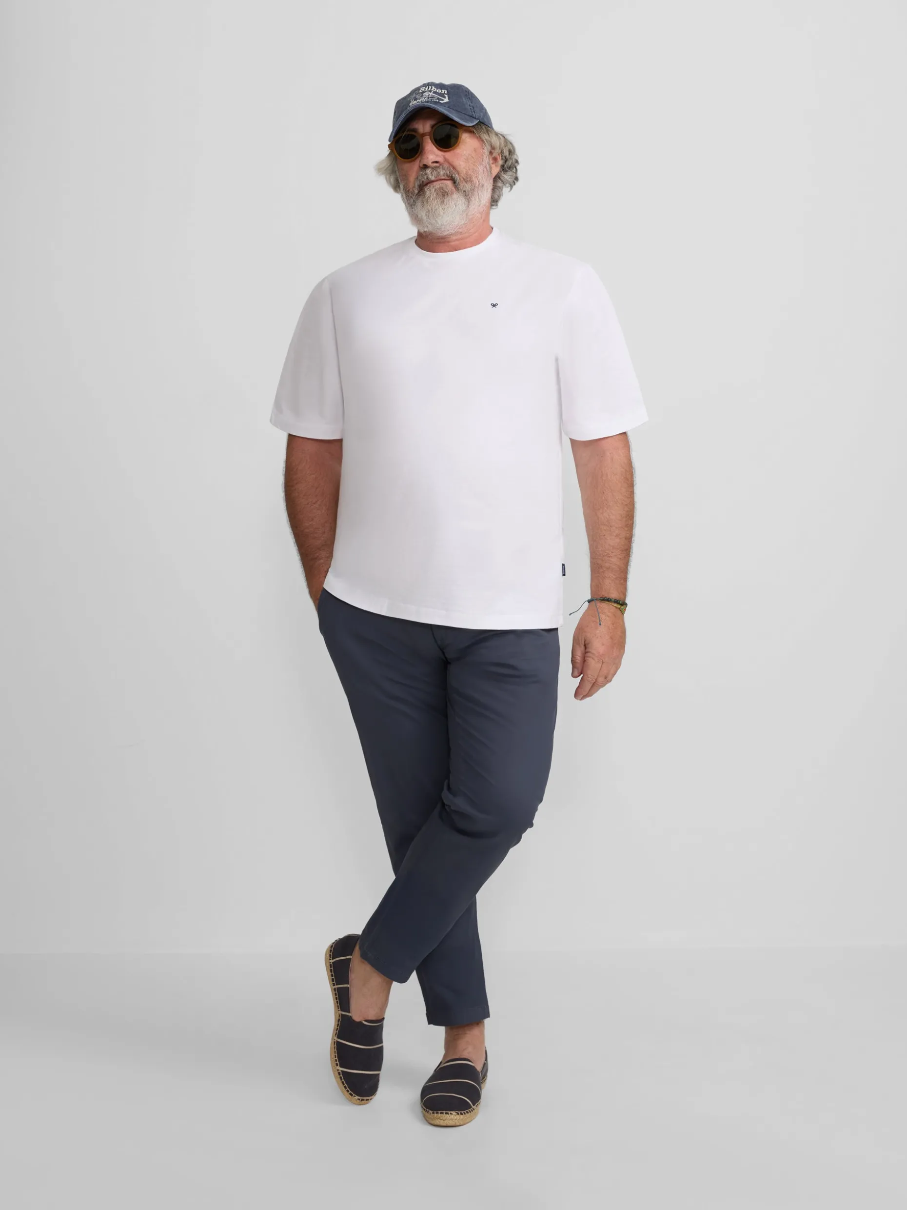 Camiseta silbon minilogo blanco