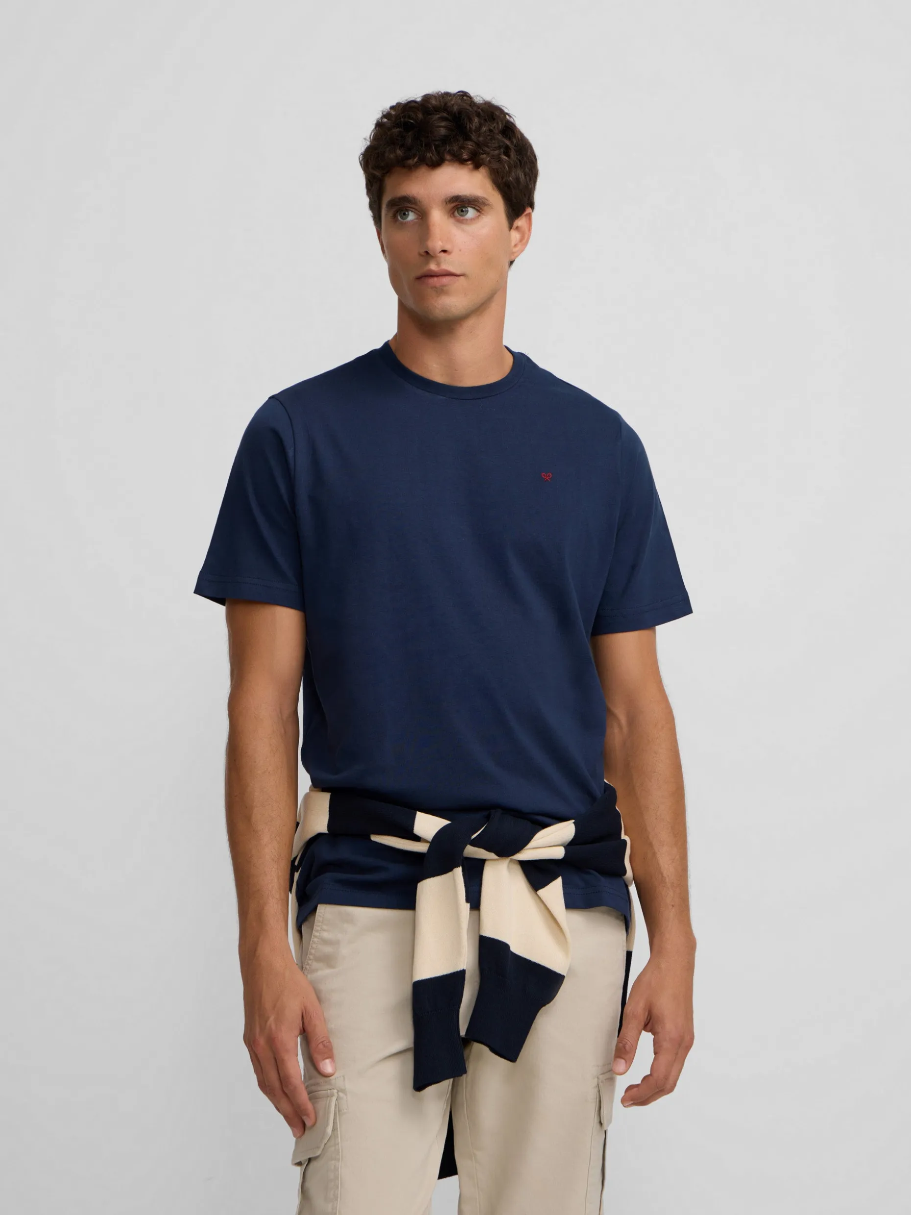 Camiseta silbon minilogo azul marino