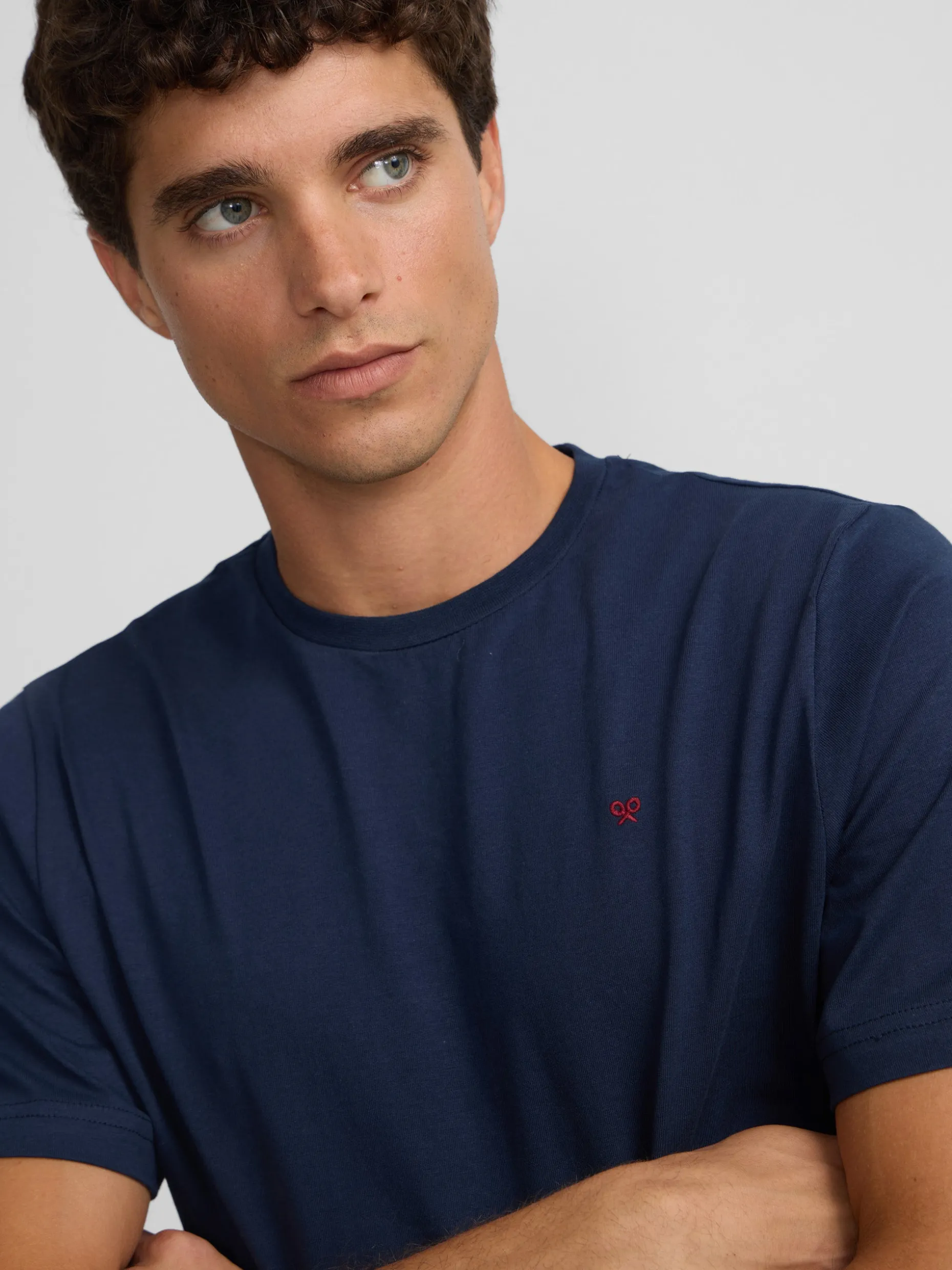 Camiseta silbon minilogo azul marino