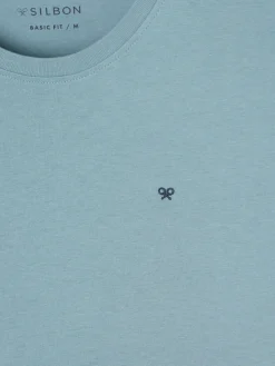 Camiseta silbon minilogo azul indigo