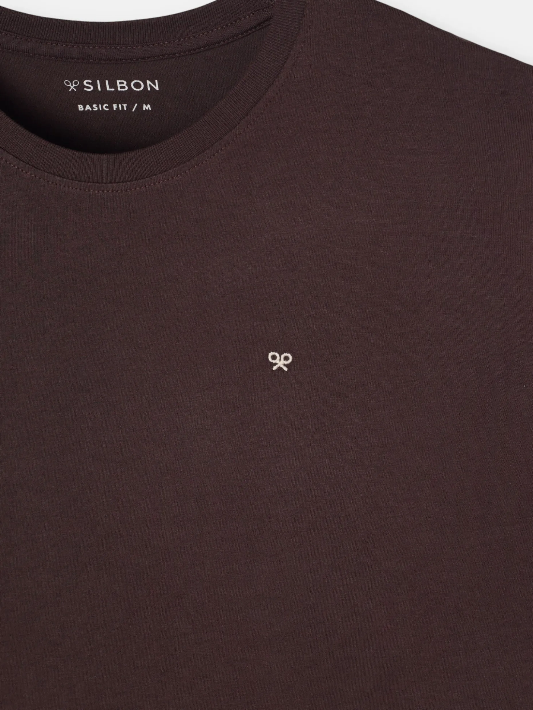 Camiseta silbon minilogo marron