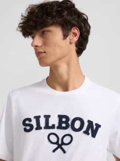 Camiseta silbon raqueta media blanca