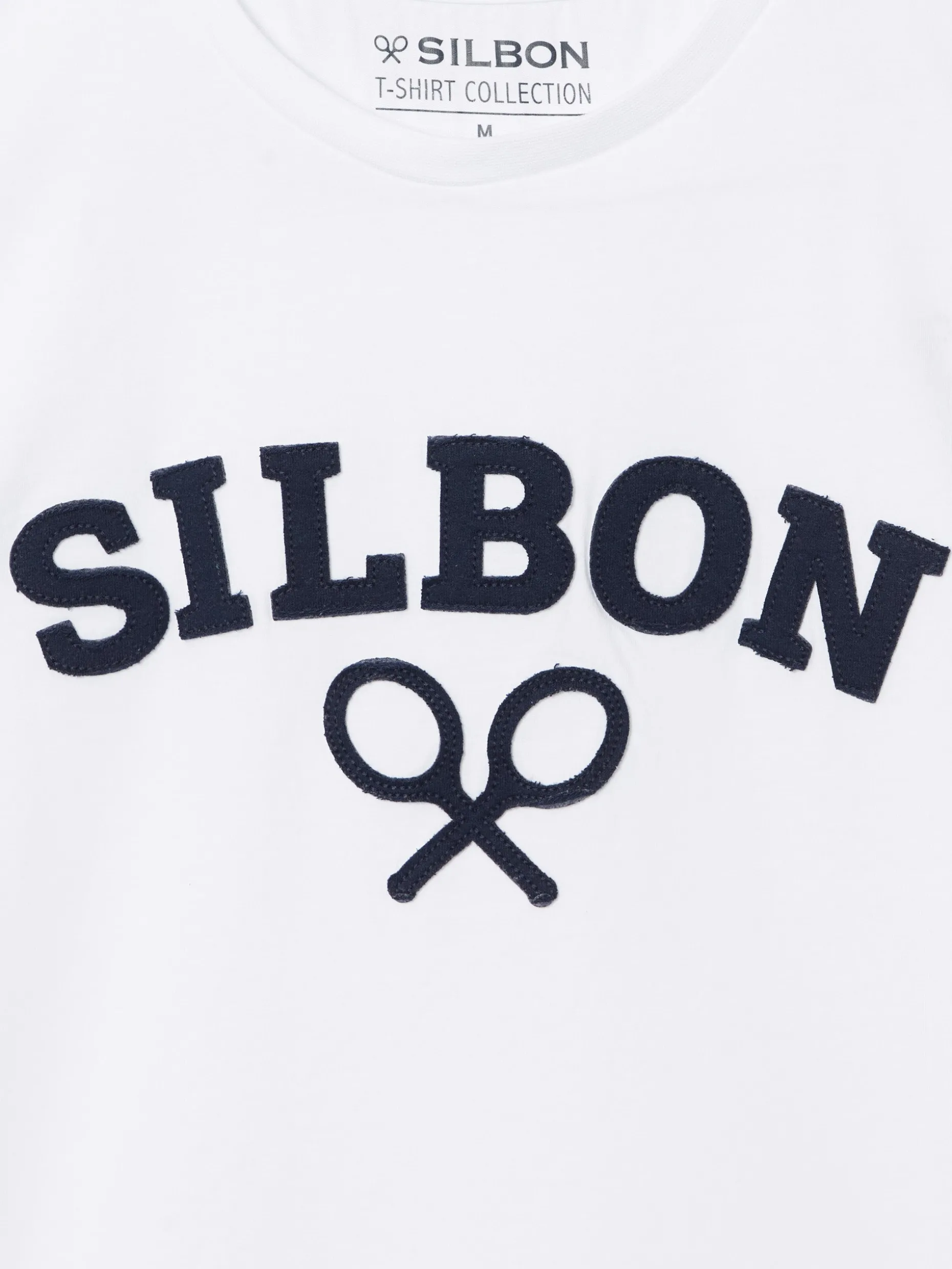 Camiseta silbon raqueta media blanca
