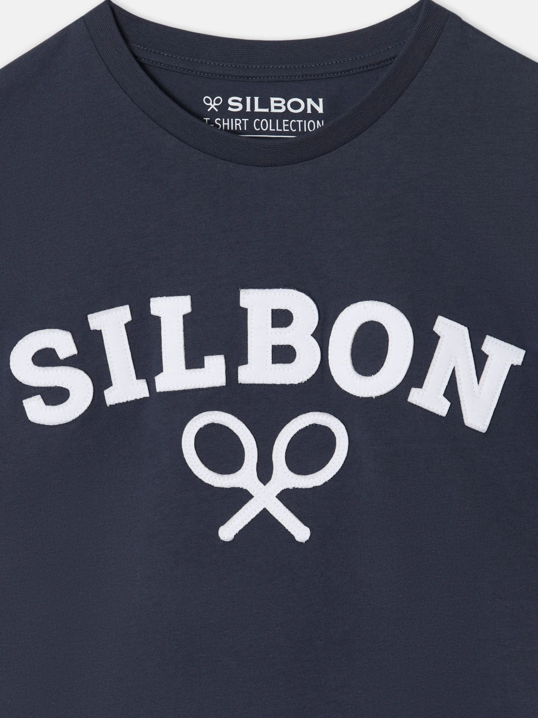 Camiseta silbon raqueta media azul marino