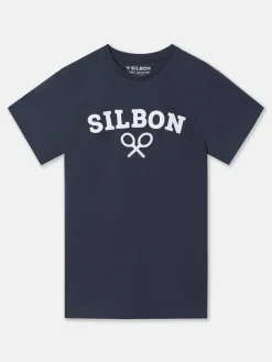 Camiseta silbon raqueta media azul marino