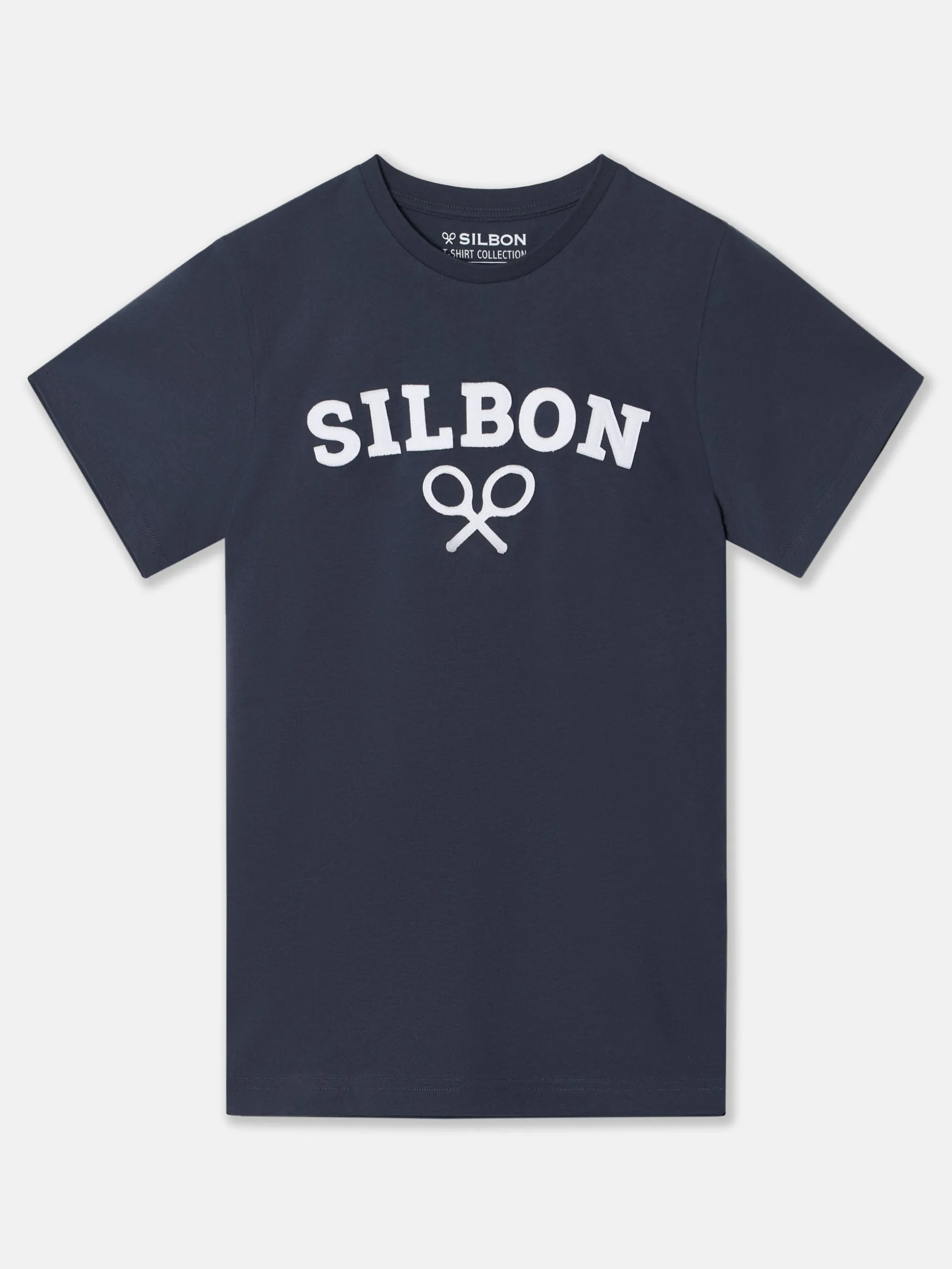 Camiseta silbon raqueta media azul marino