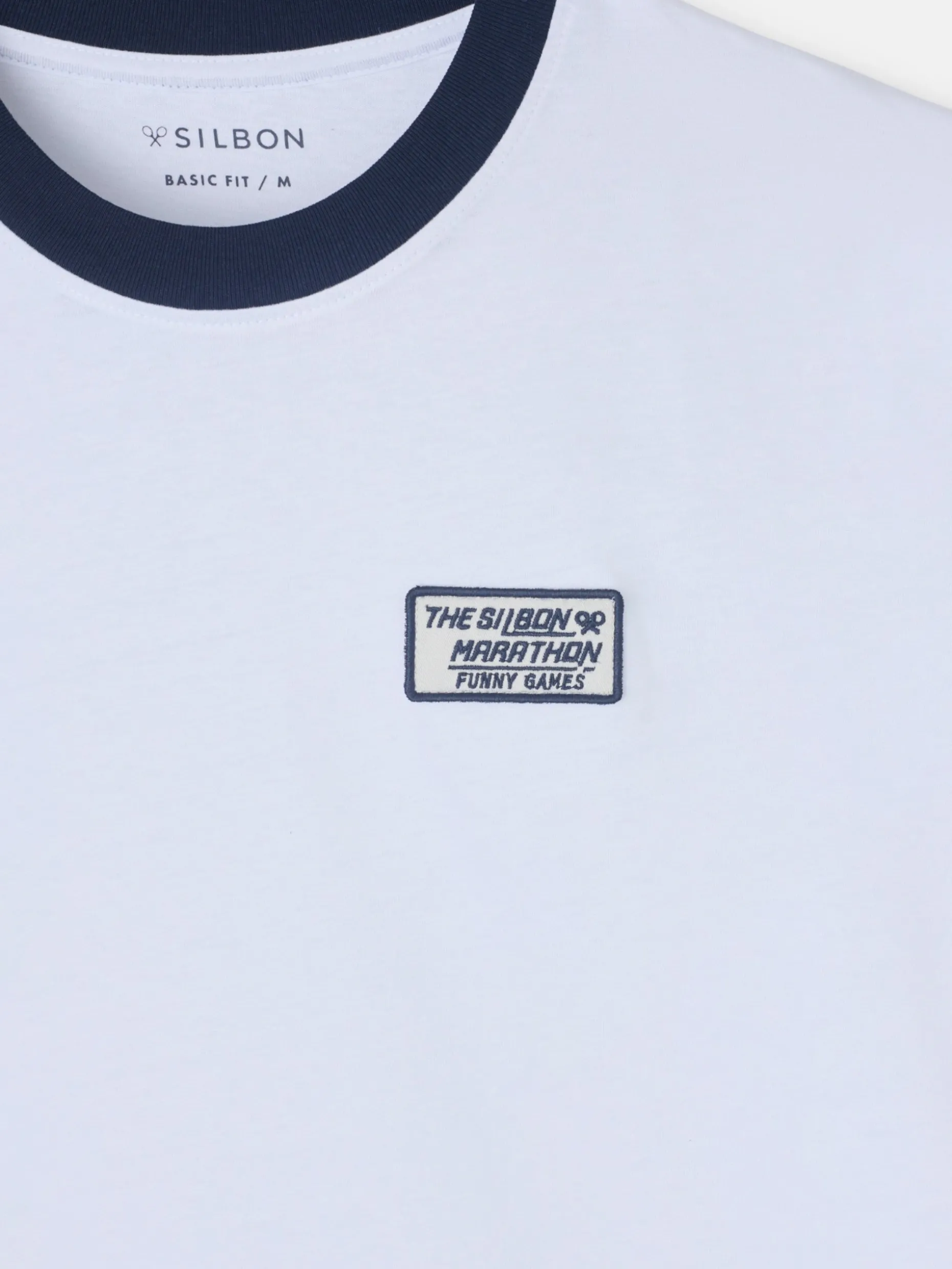 Camiseta silbon retro patch blanca