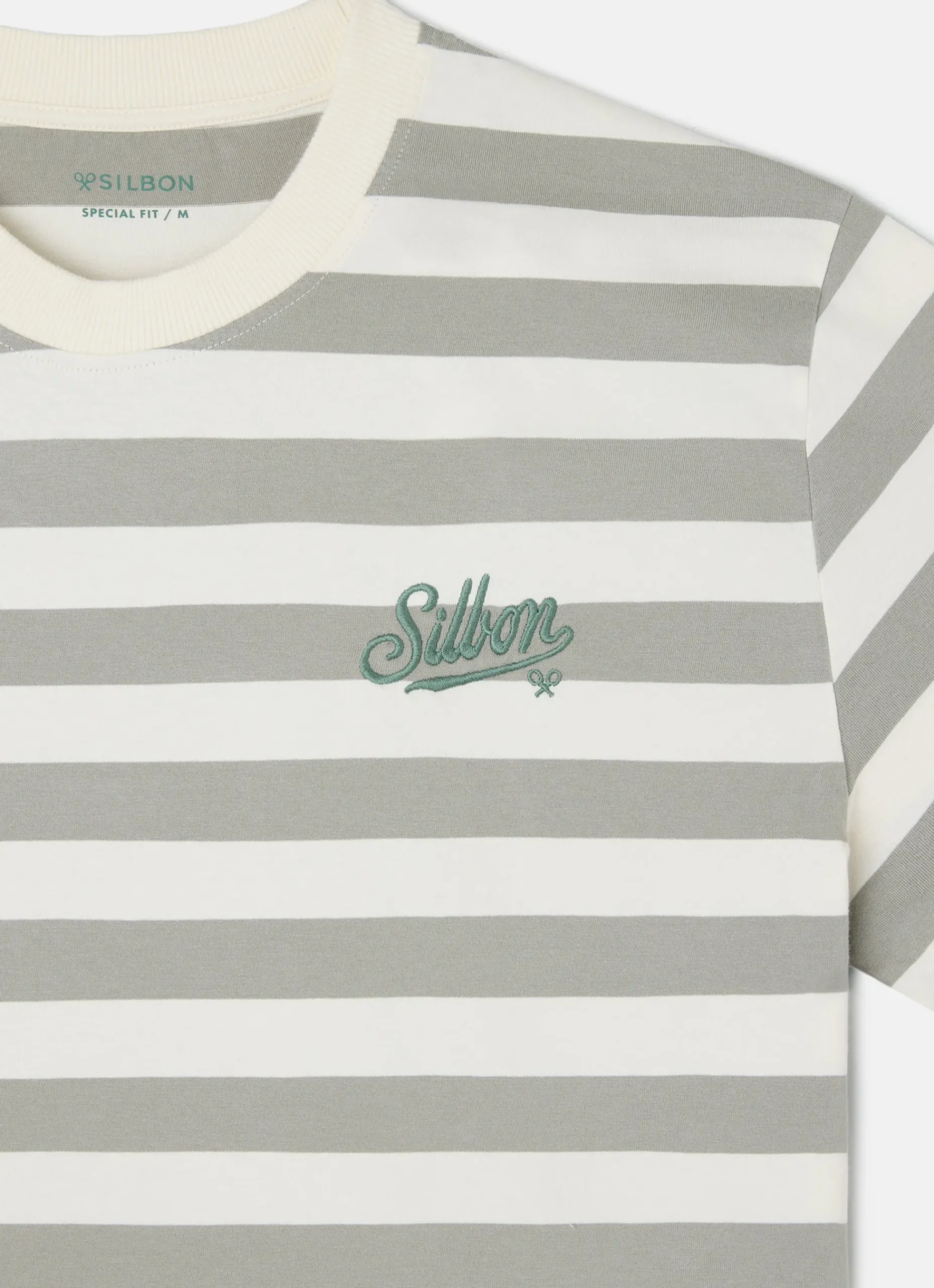 Camiseta special fit raya verde crema