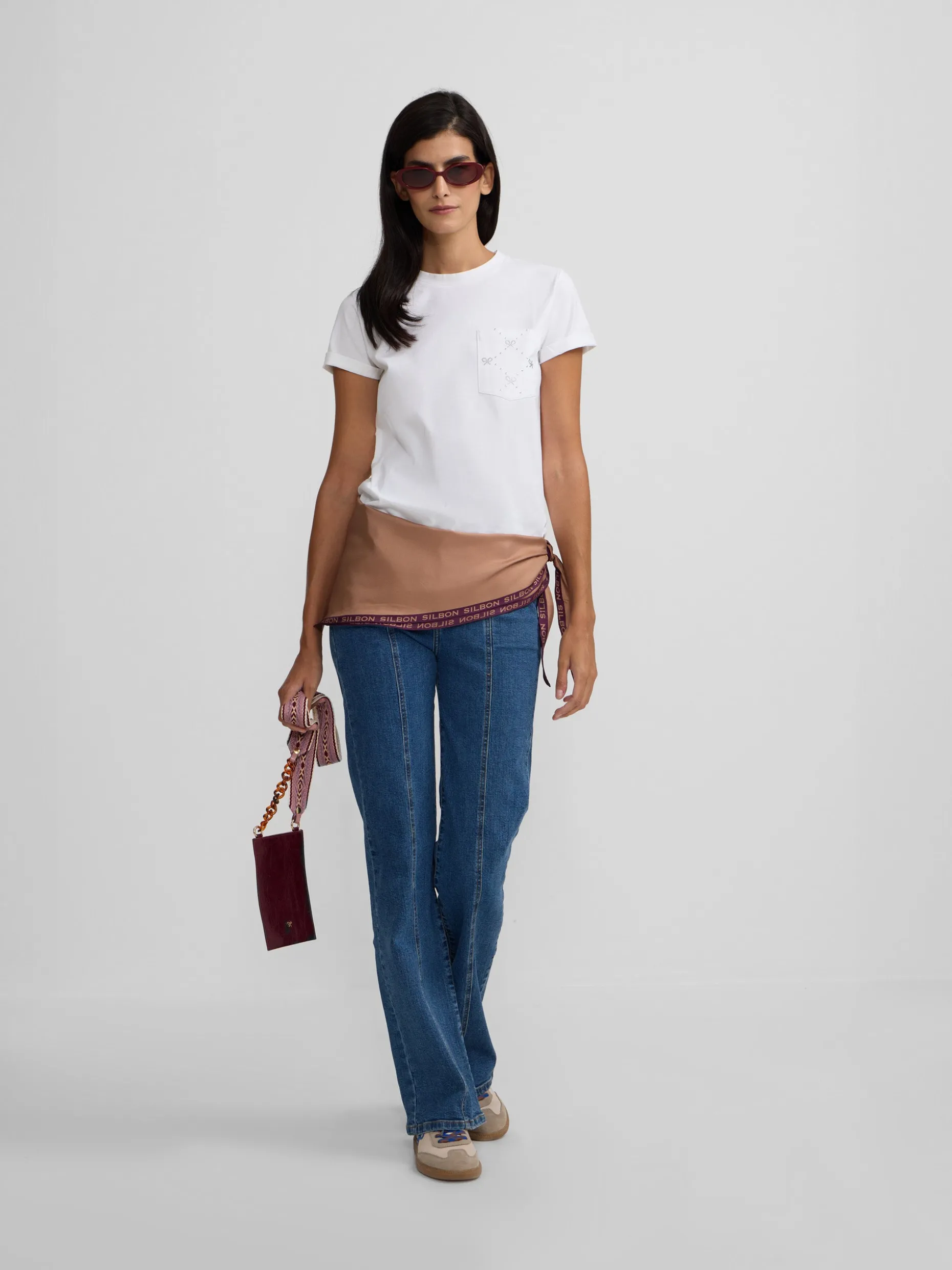 Camiseta woman bolsillo raquetas blanca