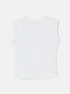 Camiseta woman hombrera tachas blanca