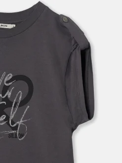 Camiseta woman manga roll out negra