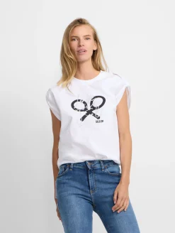 Camiseta woman manga roll out blanca