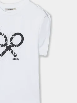 Camiseta woman manga roll out blanca