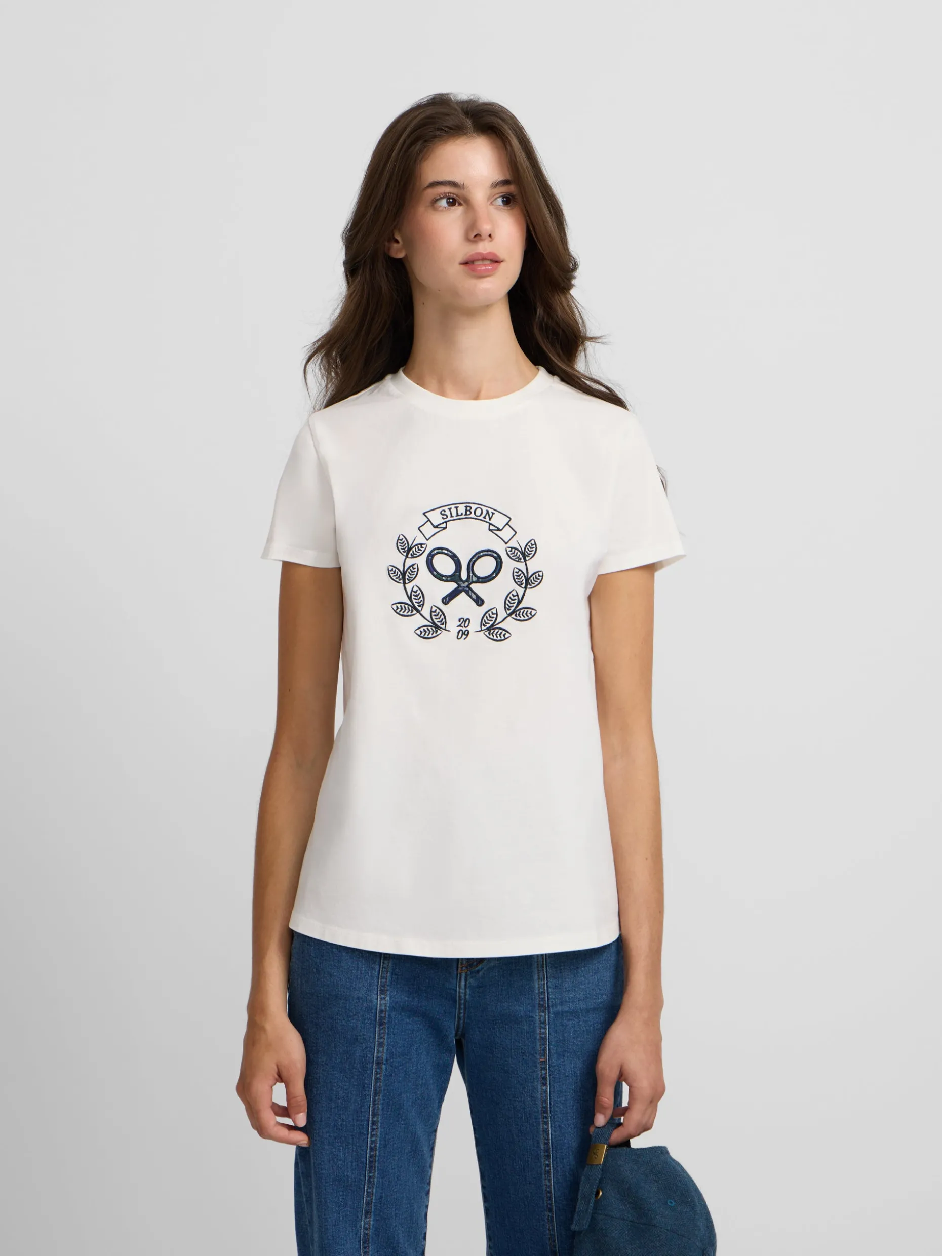 Camiseta woman raqueta cuadros cruda