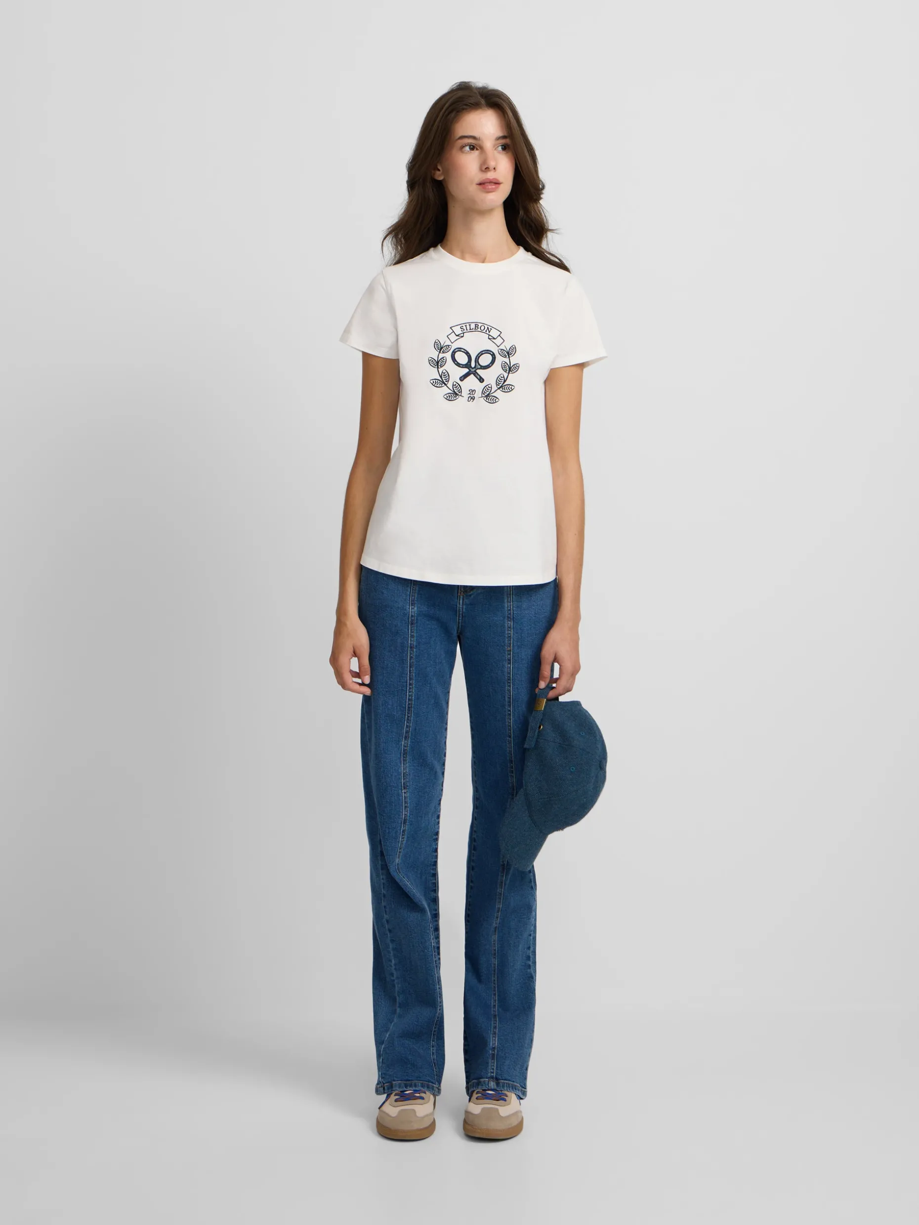 Camiseta woman raqueta cuadros cruda