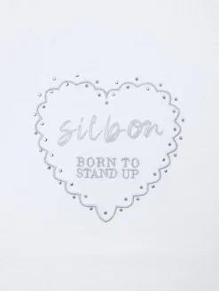 Camiseta woman roll out corazon tachas blanca