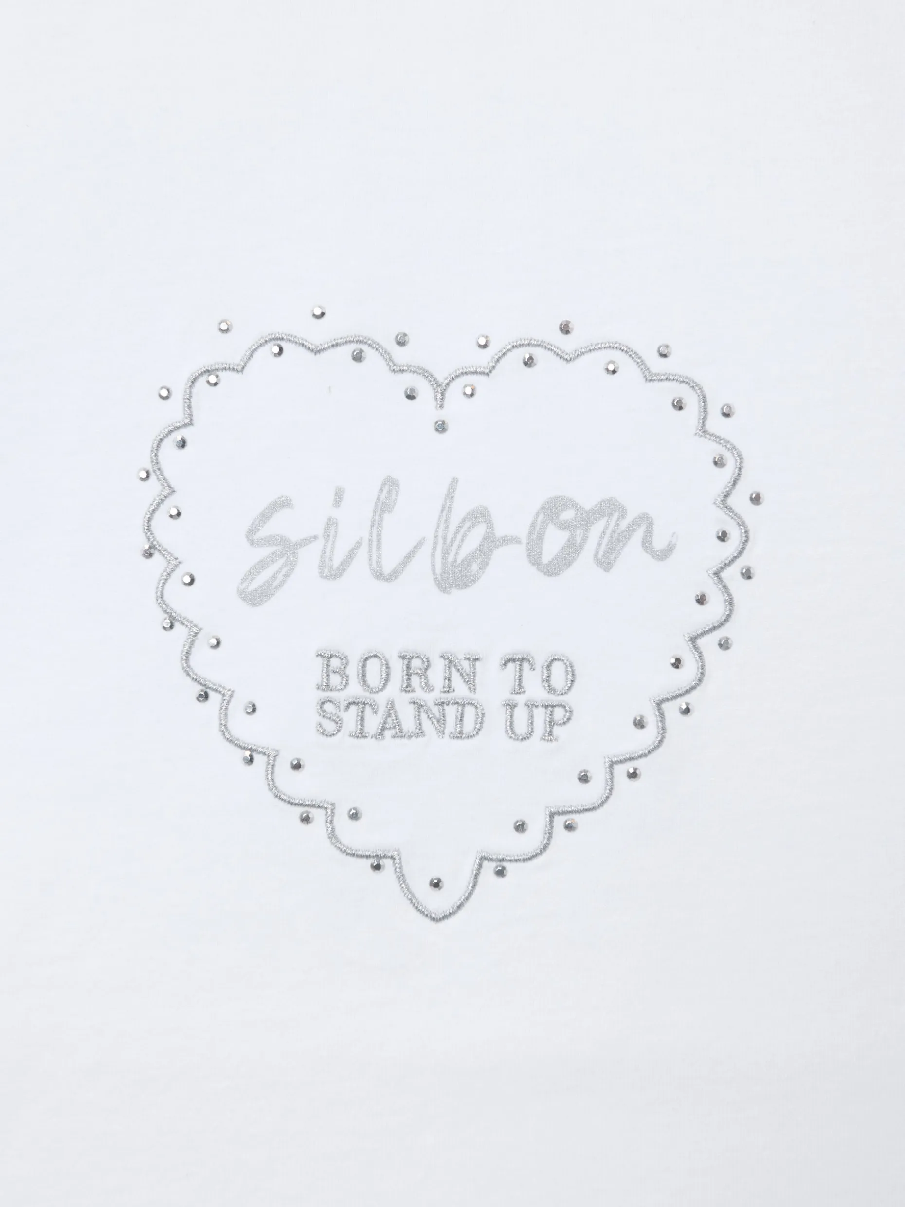 Camiseta woman roll out corazon tachas blanca