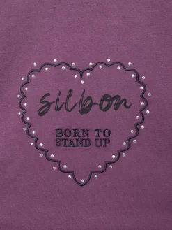 Camiseta woman roll out corazon tachas morado