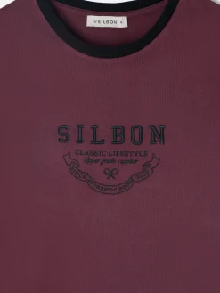 Camiseta woman silbon varsity burdeos