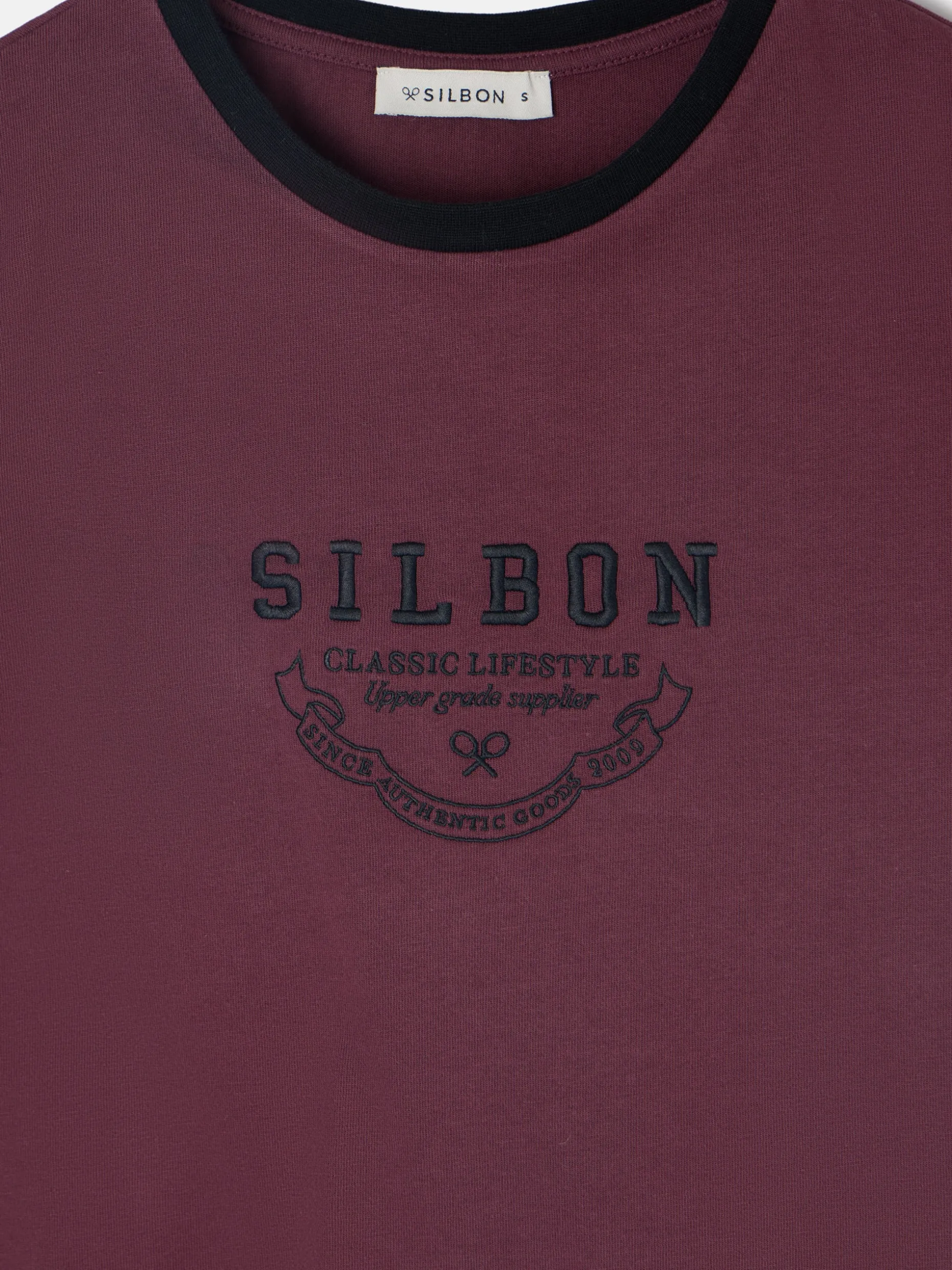 Camiseta woman silbon varsity burdeos