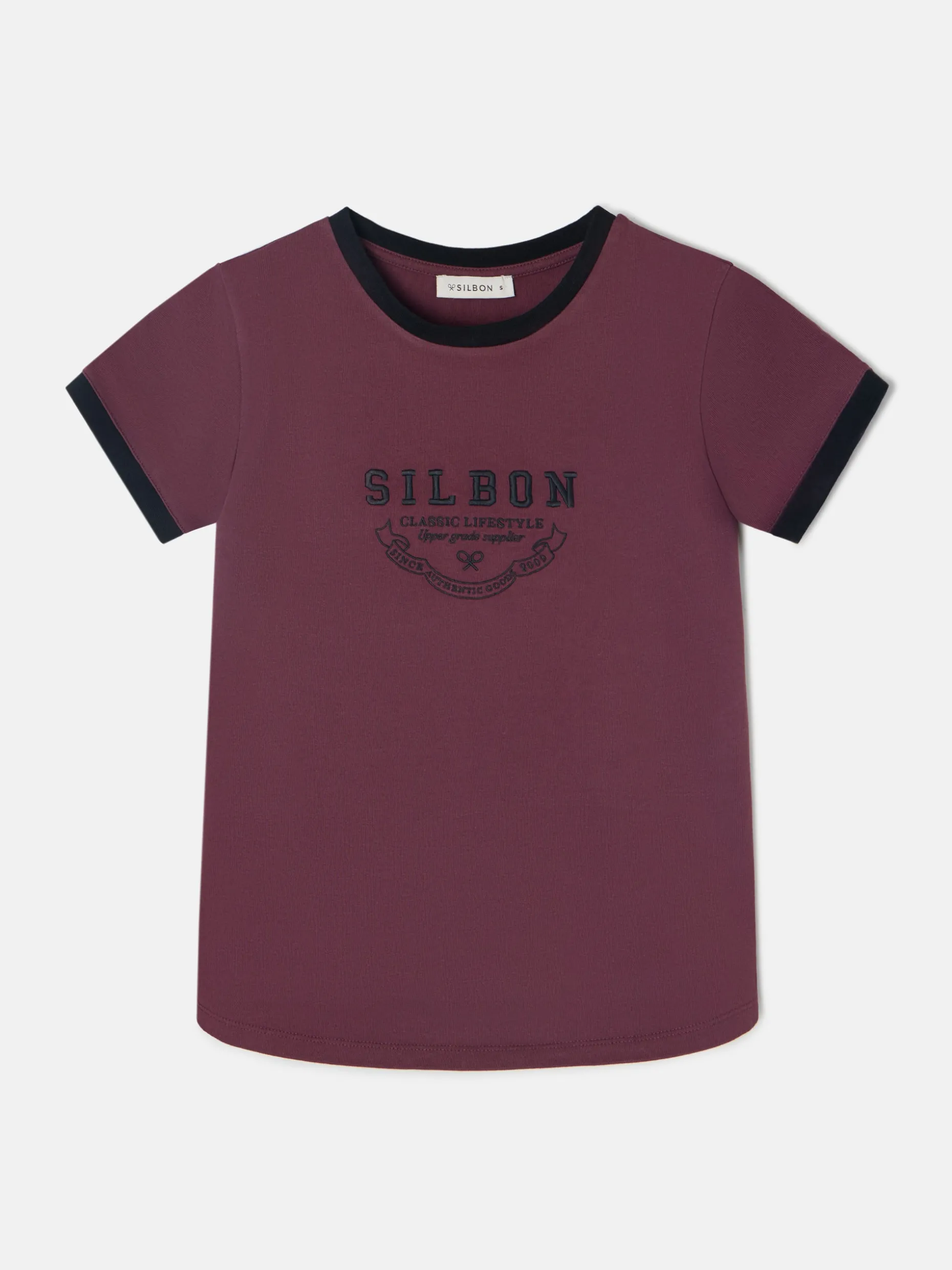 Camiseta woman silbon varsity burdeos