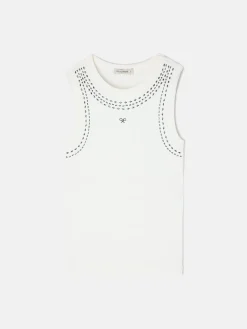 Camiseta woman tank top tachas blanca