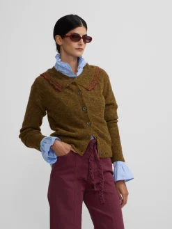 Cardigan cuello bobo contraste verde