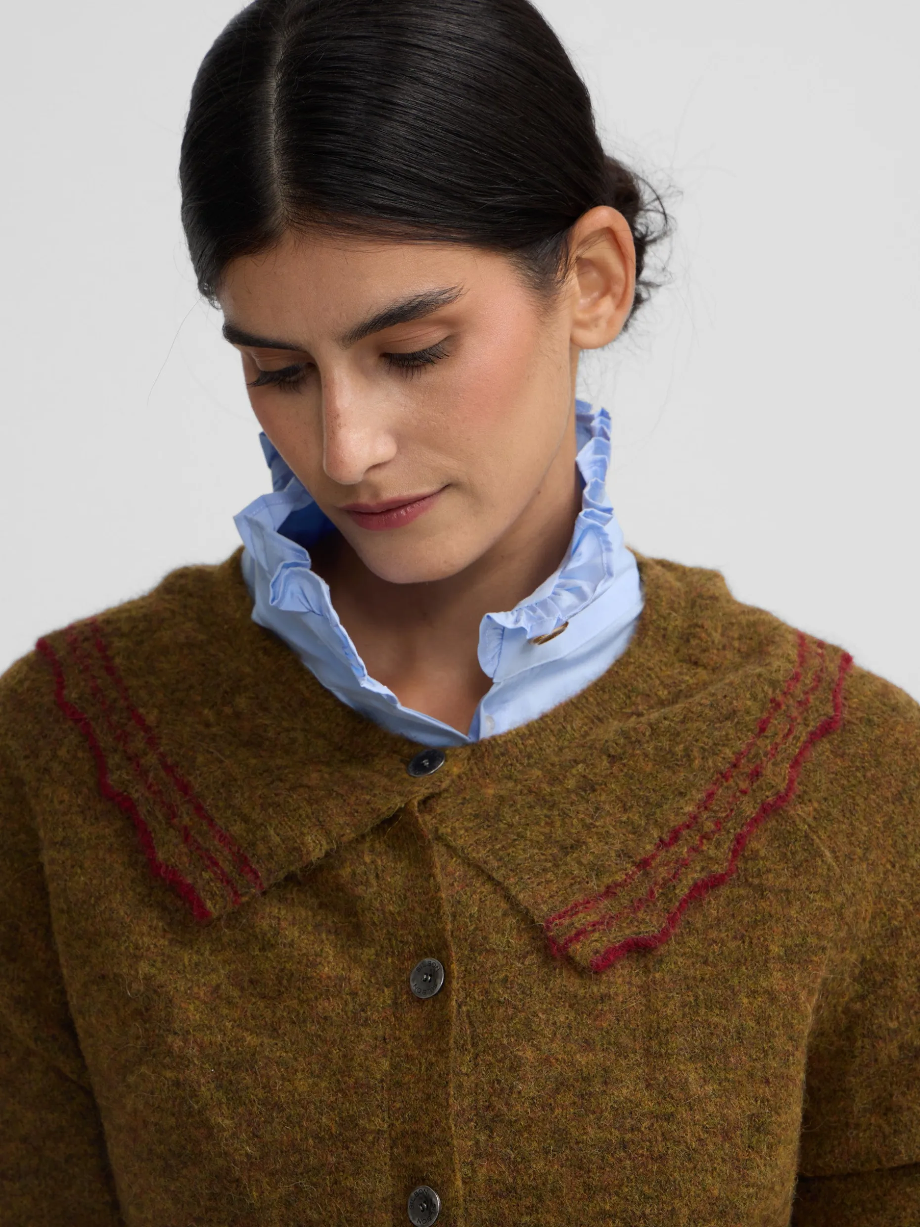 Cardigan cuello bobo contraste verde