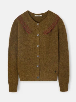 Cardigan cuello bobo contraste verde