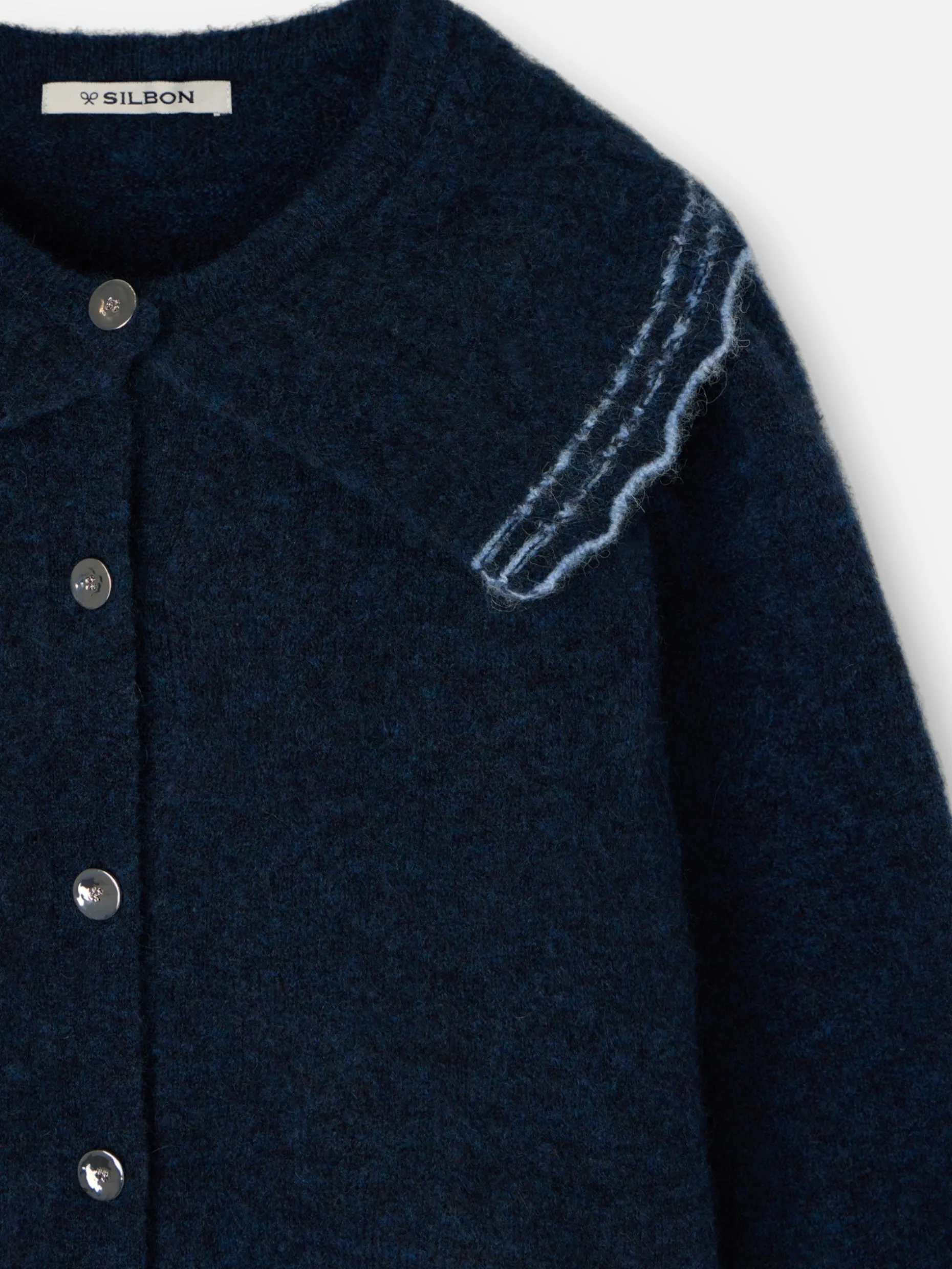 Cardigan cuello bobo contraste marino