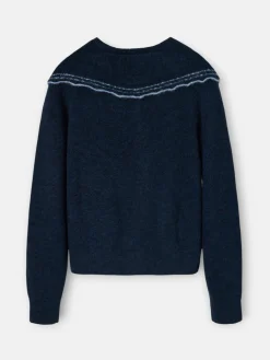 Cardigan cuello bobo contraste marino