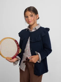 Cardigan girl punto volante marino