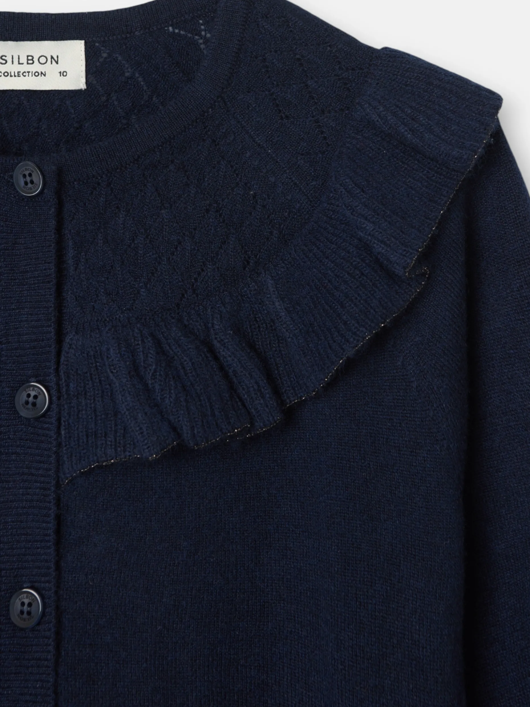 Cardigan girl punto volante marino