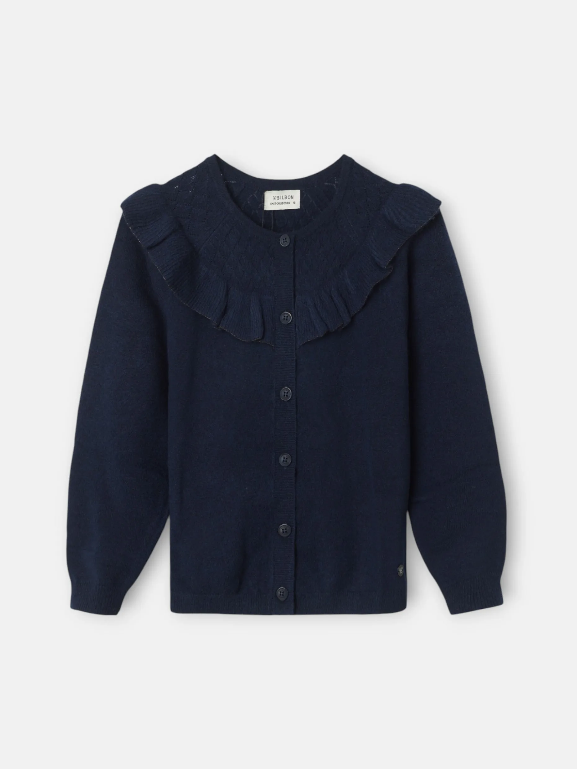 Cardigan girl punto volante marino
