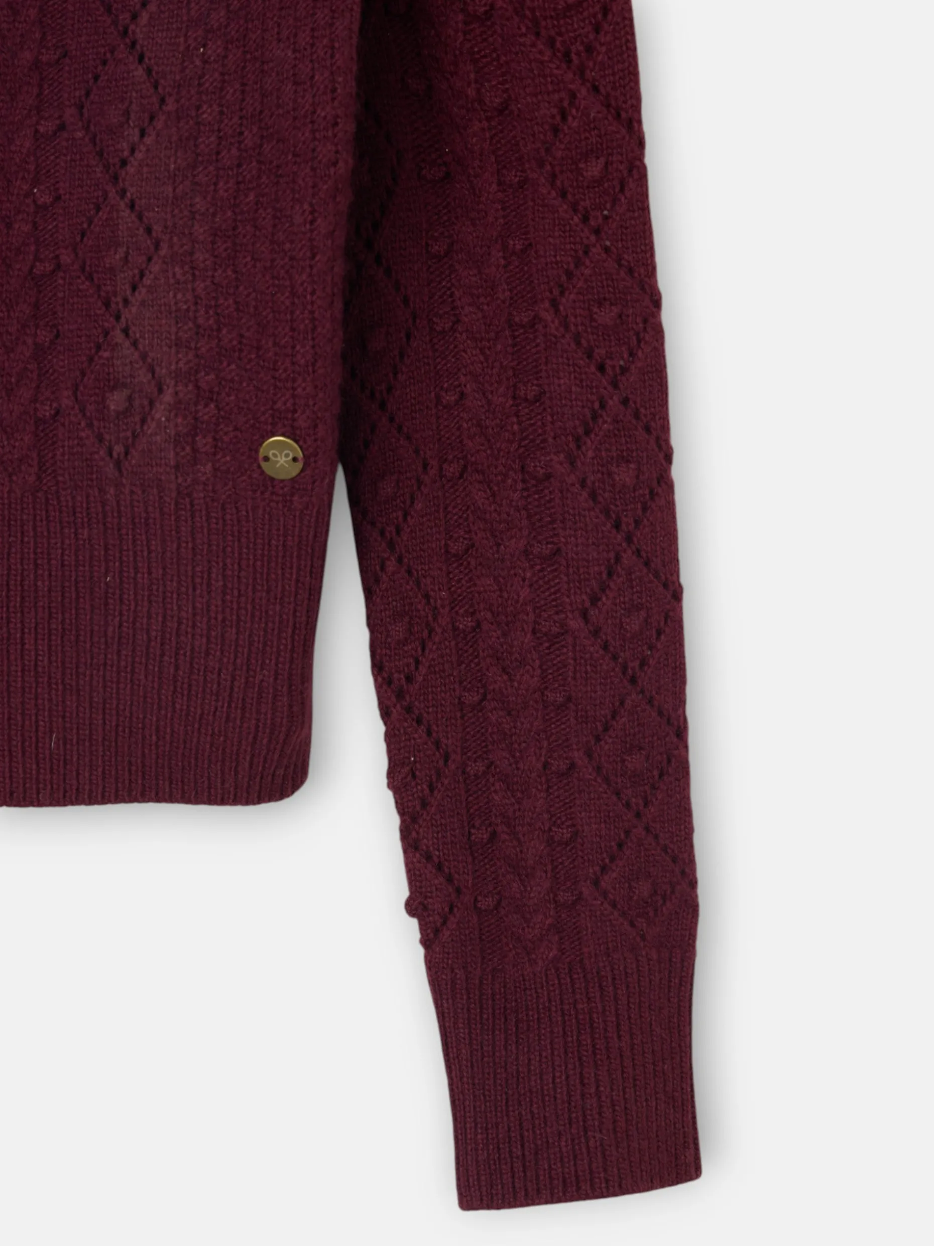 Cardigan punto ochos burdeos