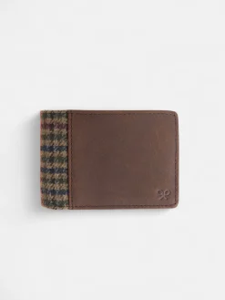 Cartera piel tejido cuadros marron