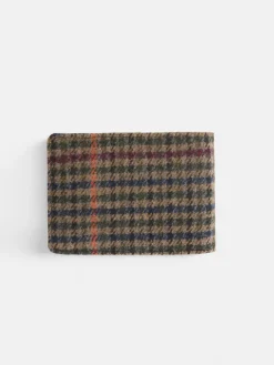 Cartera piel tejido cuadros marron