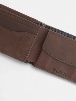 Cartera piel tejido cuadros marron