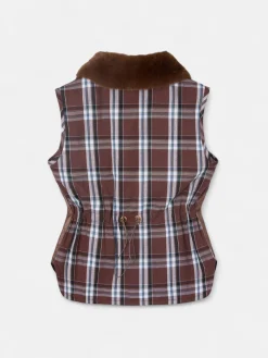 Chaleco acolchado tejido combinado marron