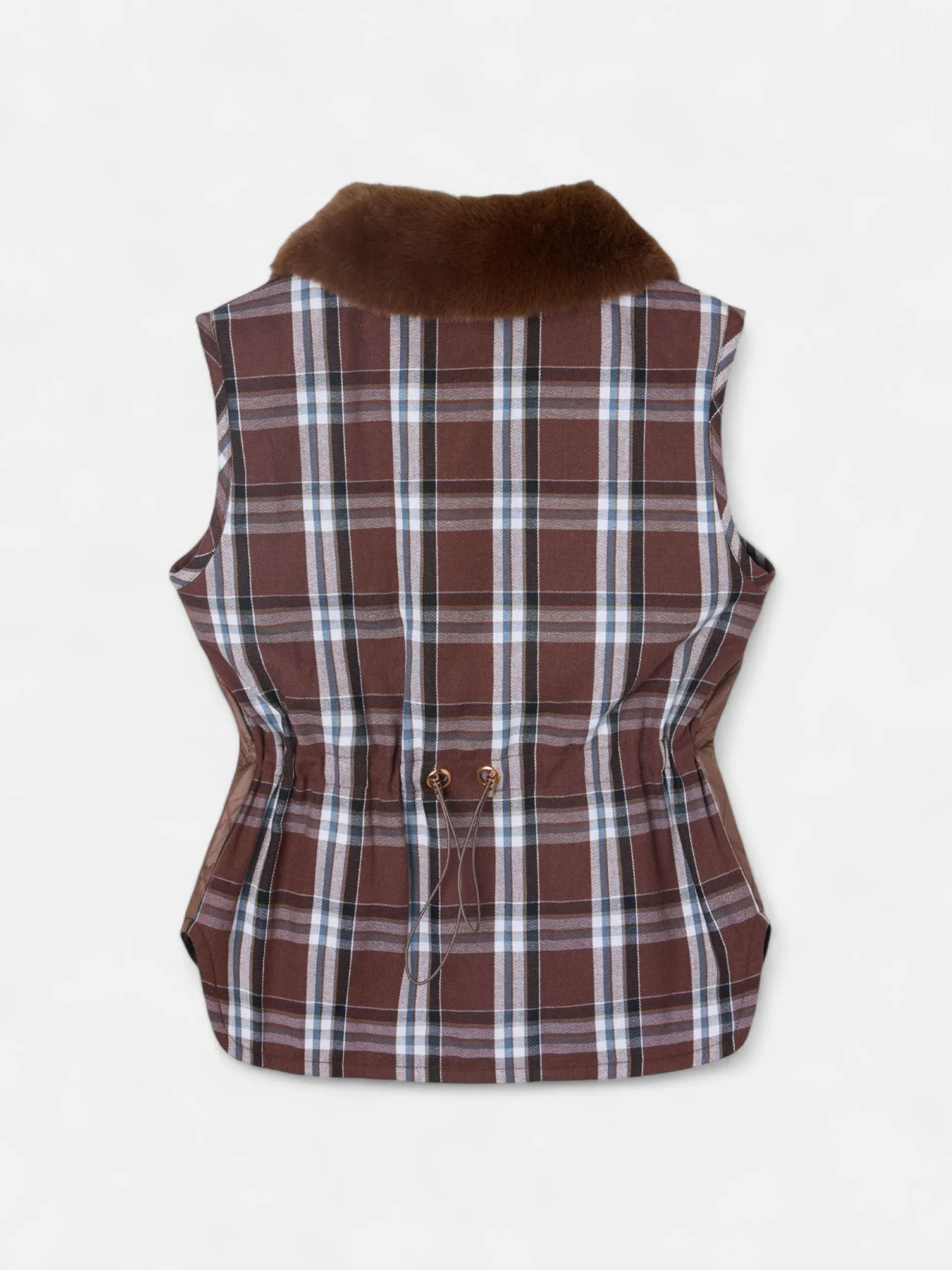 Chaleco acolchado tejido combinado marron