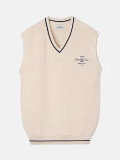 Chaleco Beltran Lozano punto cuello pico crema
