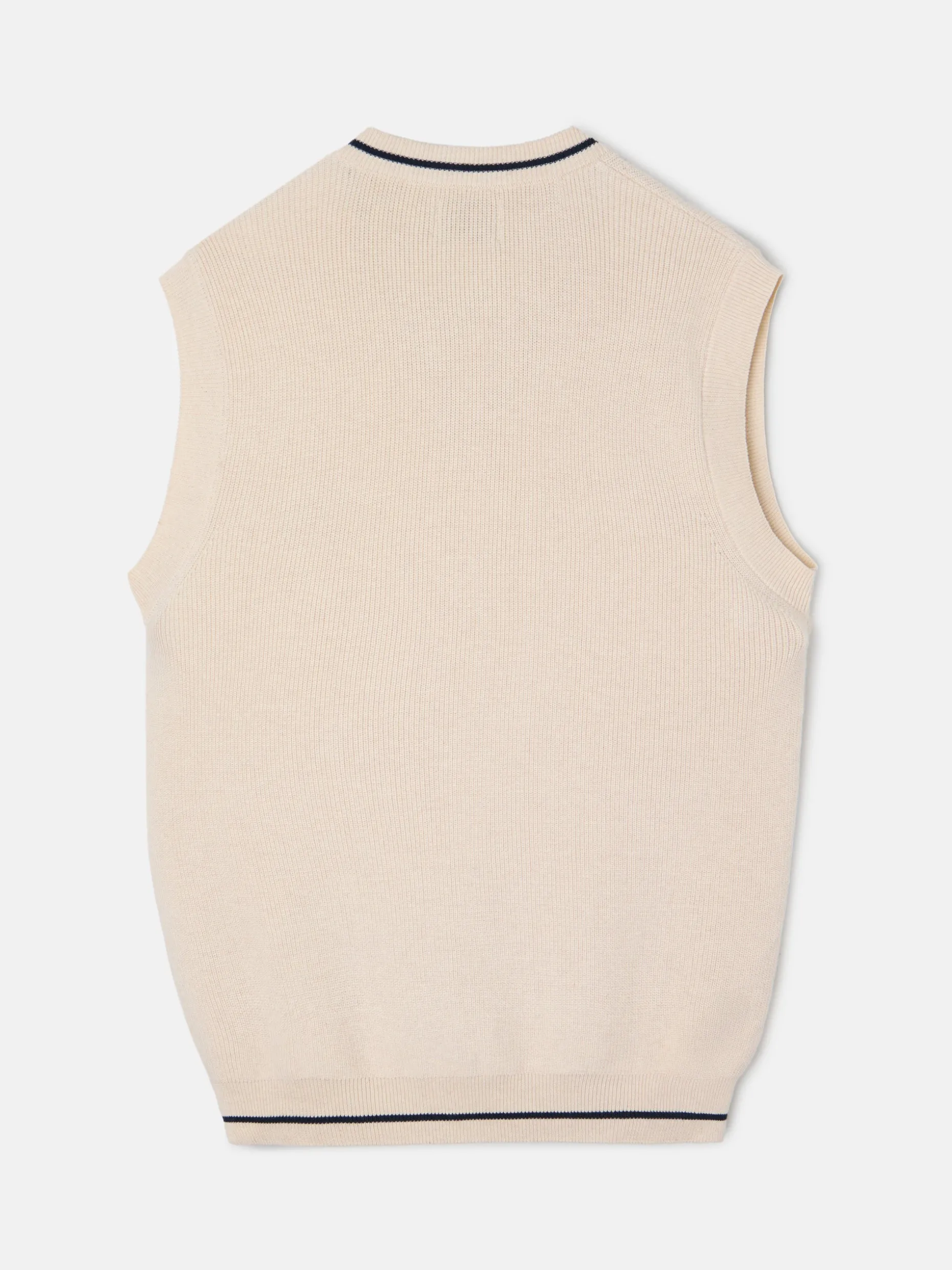 Chaleco Beltran Lozano punto cuello pico crema