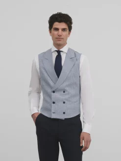 Chaleco chaque clasico pata de gallo azul