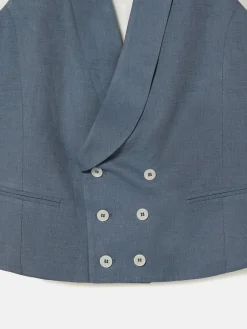 Chaleco chaque cuello redondo azul pizarra